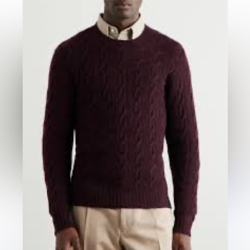 Club Room Cable Knit Cashmere Brown Sweater Crewneck size S